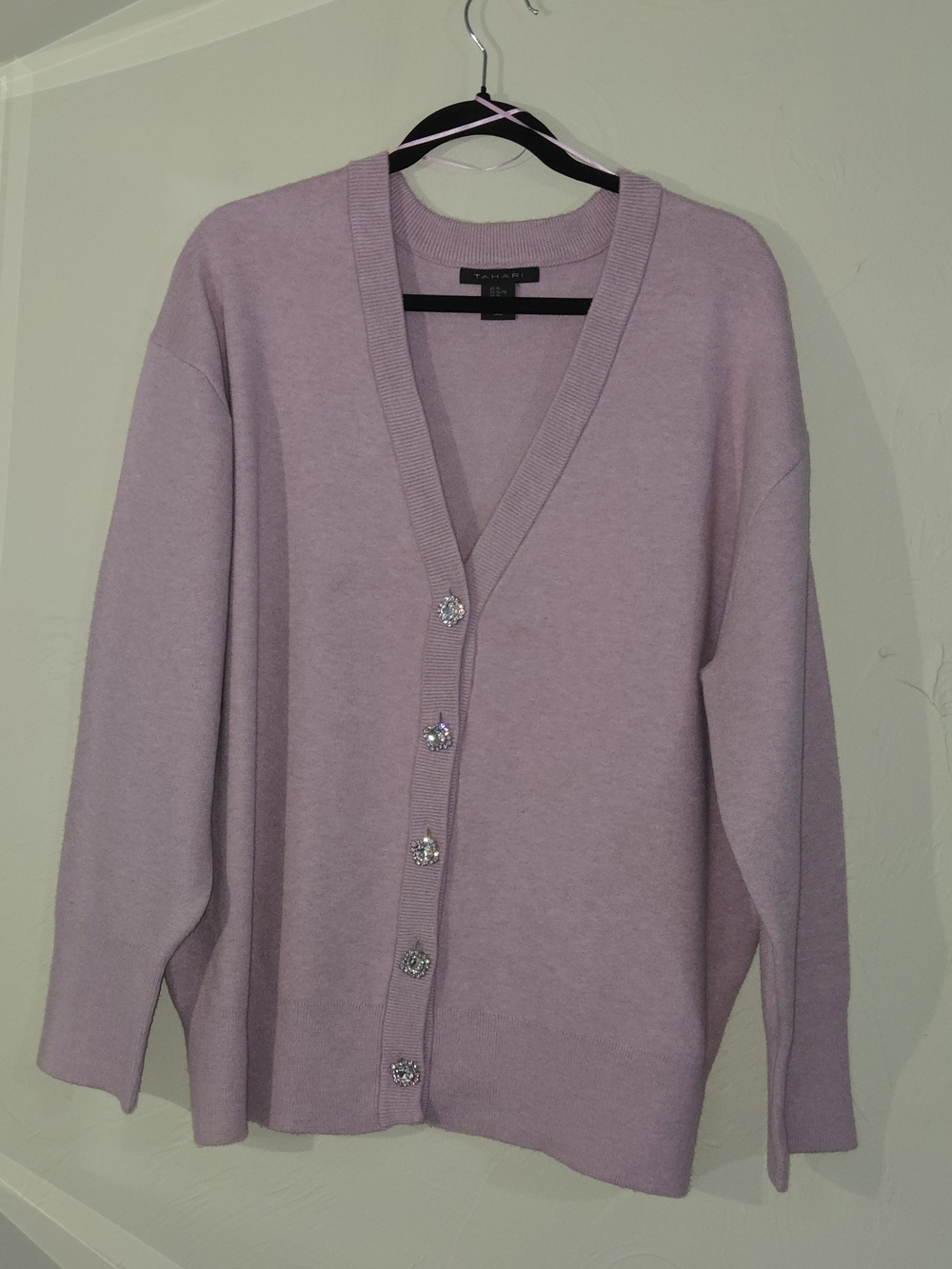 Tahari Mauve Pink V-Neck Cardigan Cardigan Sweater - Women